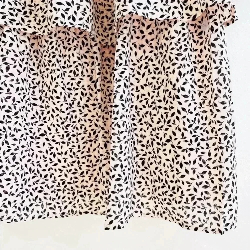 Who What Wear Mini Bishop Dress NWT Size Small Light Baby Pink Black Leaf Print - Picture 8 of 10
